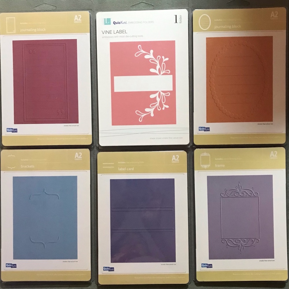 Lot of 6 Quickutz 4” x 6” embossing folder